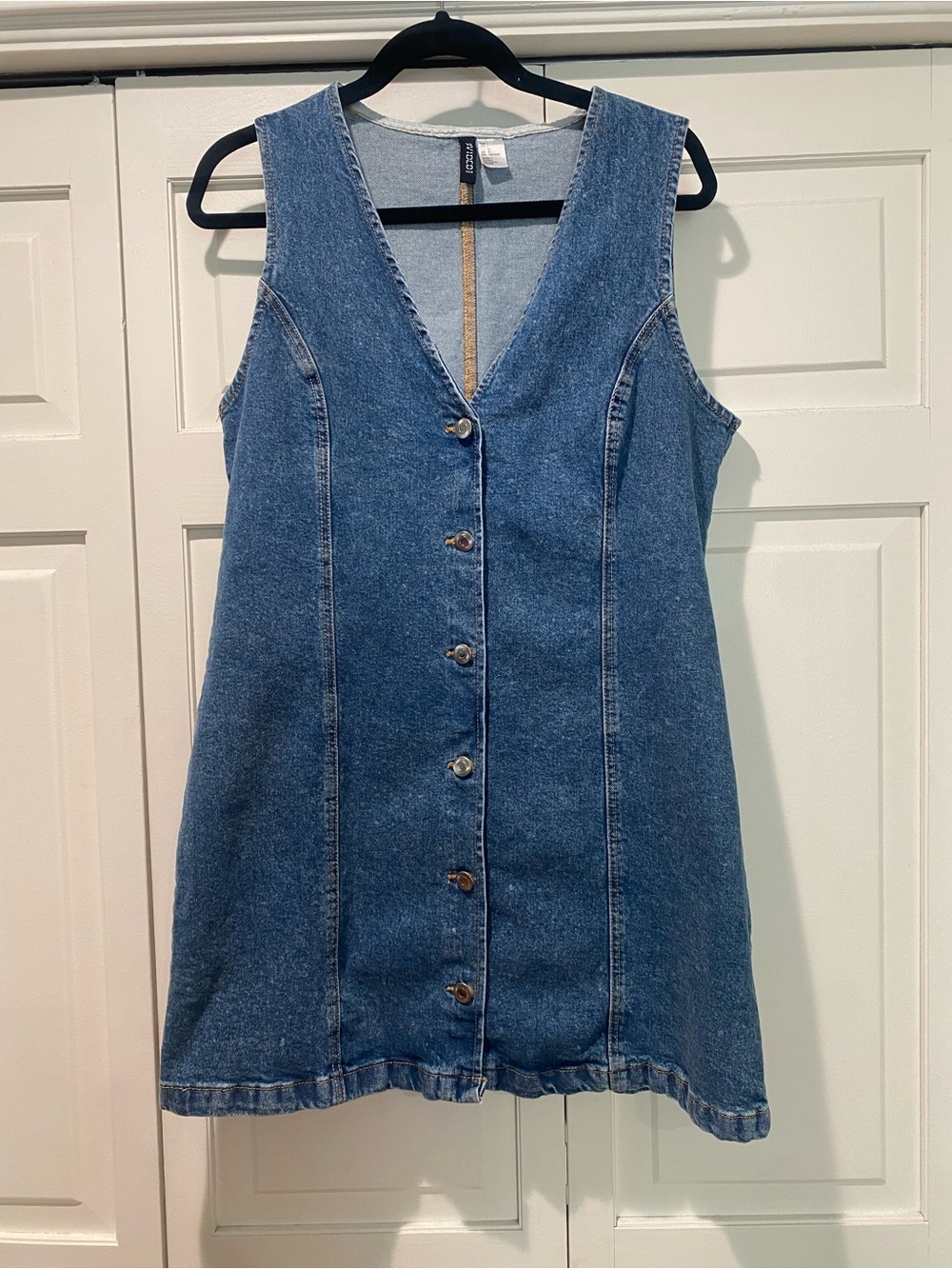 H&M Blue Denim Button-Front Mini Dress
